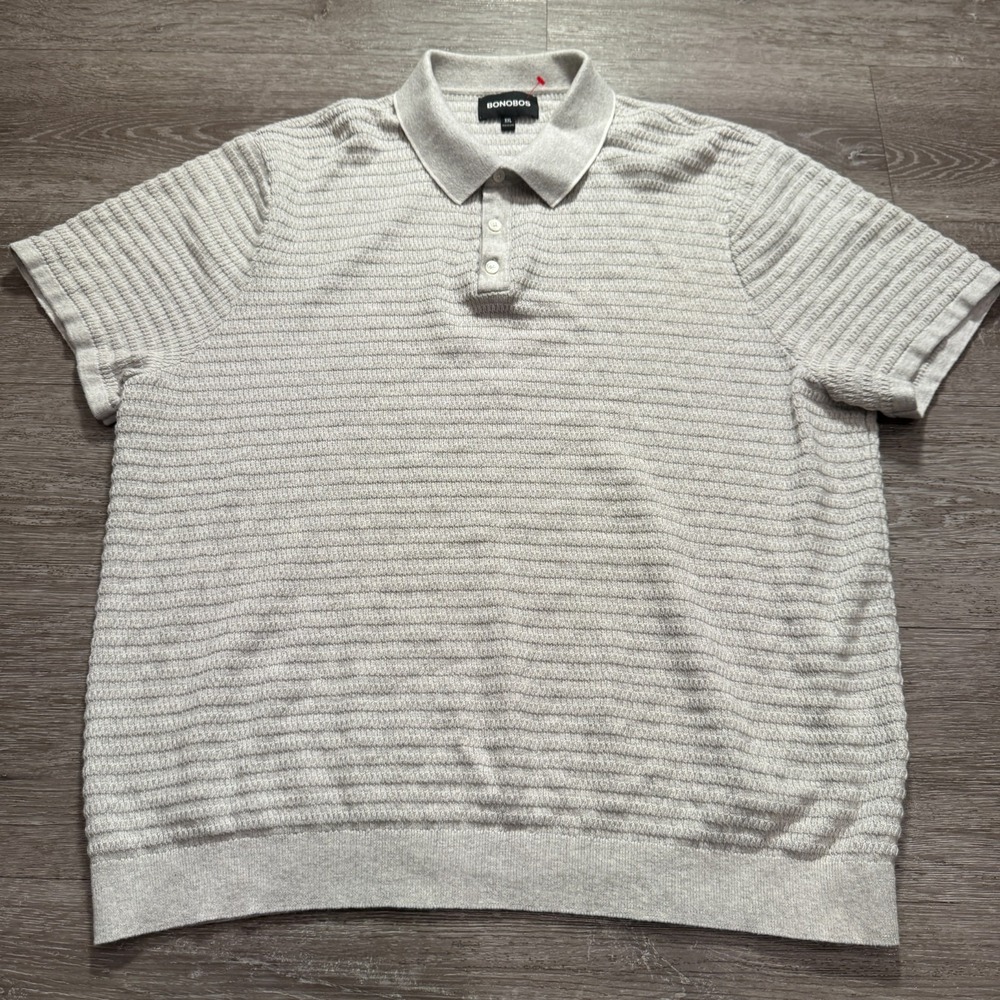 Bonobos Polo Shirt Mens XXL Knit Gray Cotton Cashmere Blend‎ Stretch Lounge